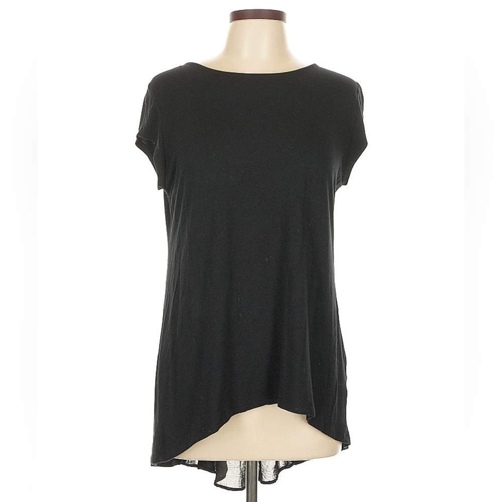 Kim & Cami Black Women's Tunic Blouse Peekaboo Back‎ Cap Sleeves Size Medium